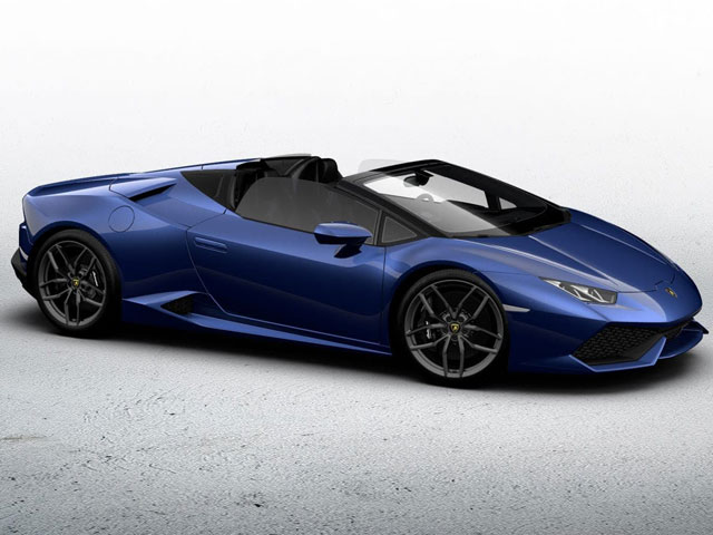 Blue Lamborghini Huracan Spyder Rental