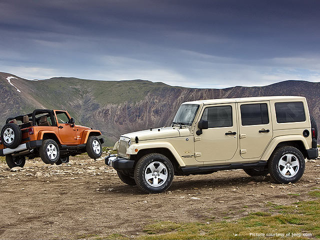 White & Orange Jeep Wrangler